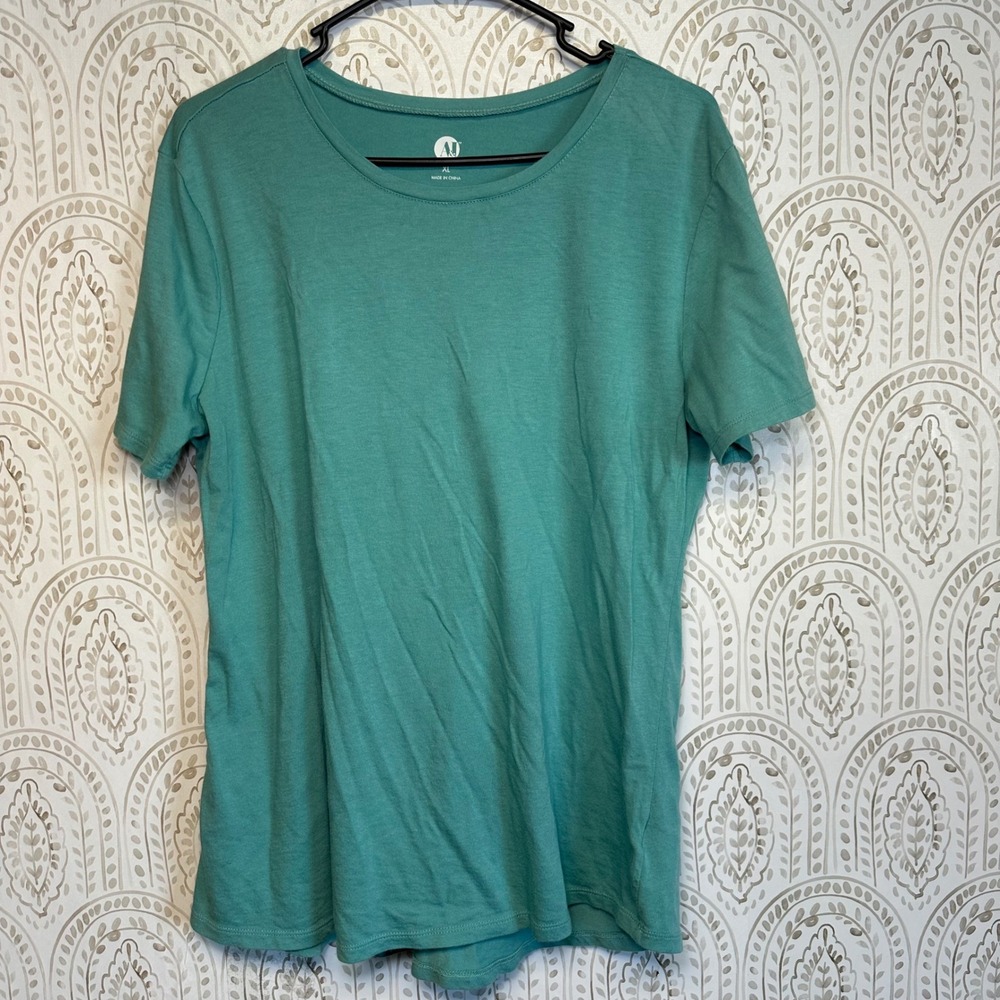A&i Womens XL Teal Green Short Sleeve Crewneck Cotton Modal Blend Tee‎ Top